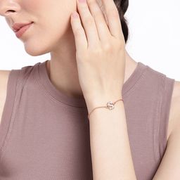 Estele Women Crystals Rose Gold-Plated Link Bracelet-image-68