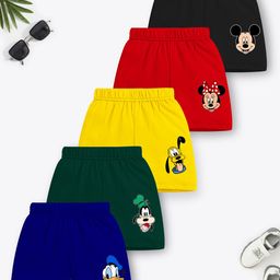 YK Disney Boys Multicoloured Set Of 5 Disney Sports Shorts-7