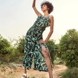 StyleStone Women Black & Green Printed Basic Jumpsuit-57