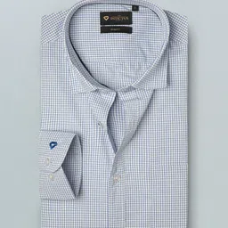 INVICTUS Men Easy Care White Grid Tattersall Checked Sustainable Formal Shirt-image-35