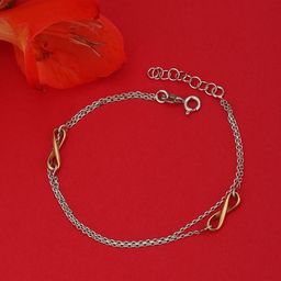 Carlton London Silver-Toned & Rose Gold-Toned Rhodium-Plated Link Bracelet-image-40