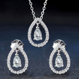Peora Silver Plated Cubic Zirconia Studded Jewellery Set-34