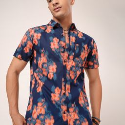 HIGHLANDER Men Slim Fit Floral Printed Casual Cotton Shirt-image-36