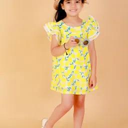 LIL DRAMA Girls Yellow Printed A-Line Dress-image-67