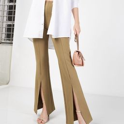 SASSAFRAS Women Beige Slim Fit Bootcut Trousers-image-84