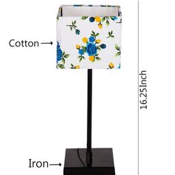Devansh Pink & Blue Floral Printed Square Table Lamp image 5