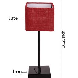 Devansh Maroon & Black Solid Contemporary Handcrafted Square Table Lamp image 5