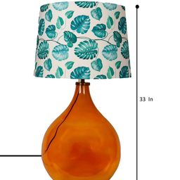 Grated Ginger Green & White Printed Contemporary Bedside Standard Table Lamp with Shade image 2