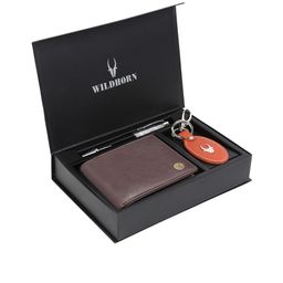 WildHorn Men Brown & Orange RFID Protected Genuine Leather Accessory Gift Set-image-40