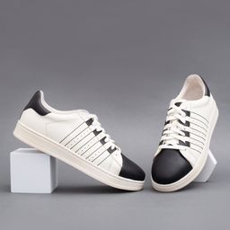 Big Fox Men White Striped Sneakers-image-60