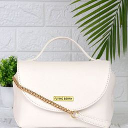 FLYING BERRY White Solid Sling Bag-image-6