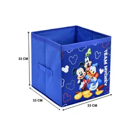Kuber Industries Set Of 2 Blue Disney Team Mickey Printed Foldable Storage Boxes With Handle image 5