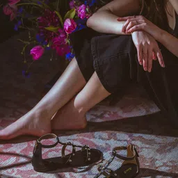 Saint G Embellished Leather Open Toe Flats-20