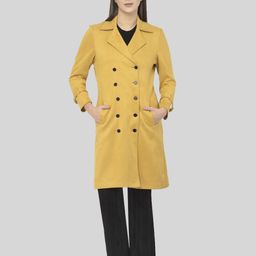 AUDSTRO Women Yellow Solid Double Breasted Pea Coat-image-72