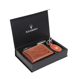 WildHorn Men Tan Brown & Red RFID Protected Genuine Leather Accessory Gift Set-picture-15
