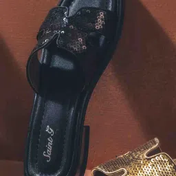 Saint G Embellished Leather Open Toe Flats-image-70