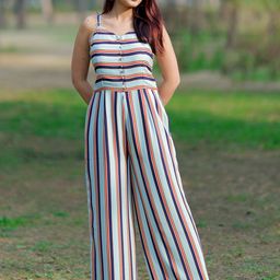 Libas Women  Blue Printed Spaghetti Straps Jumpsuit-picture-30
