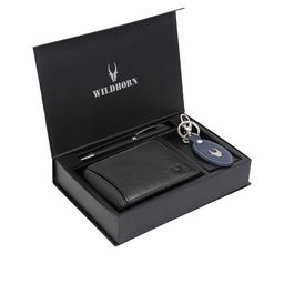 WildHorn Men Black & Blue RFID Protected Genuine Leather Wallet & Pen Accessory Gift Set-picture-22