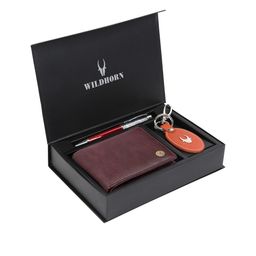 WildHorn Men Brown & Orange RFID Protected Genuine Accessory Gift Set-image-48