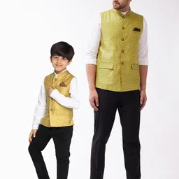 VASTRAMAY Boys Woven-Designed Nehru Jacket-34