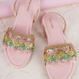 Marc Loire Women Pink Printed Open Toe Flats-0