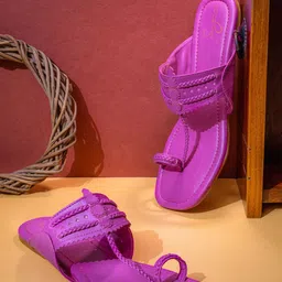 Sangria Pink Braided One Toe Flats-image-6
