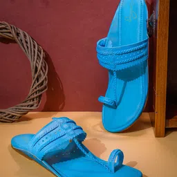 Sangria Blue Braided One Toe Flats-image-10