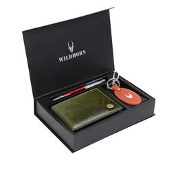 WildHorn Men Green & Orange RFID Protected Genuine Leather Accessory Gift Set-image-87
