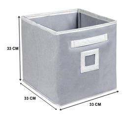 Kuber Industries Set Of 4 Grey Solid Large Foldable Storage Boxes With Handle Replacement Drawer image 5