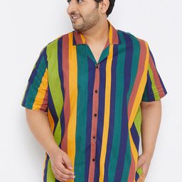 Instafab Plus Men Multicoloured Multi Stripes Striped Casual Shirt image 2