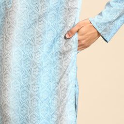 MANQ Men Ethnic Motifs Printed Regular Sequinned Kurta with Churidar image 3