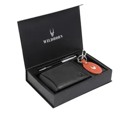 WildHorn Men Black & Orange Men RFID Protected Genuine Leather Wallet & Pen Accessory Gift Set-image-41