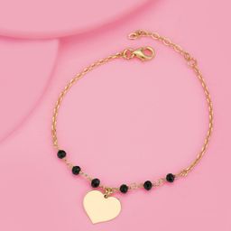 Carlton London Women Rose Gold-Plated  & Black Brass Charm Bracelet-8