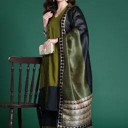 Indo Era Geometric Printed Regular Kurta with Palazzos & With Dupatta image 4
