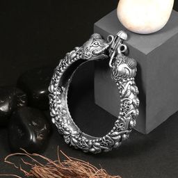 Adwitiya Collection Oxidised Silver-Plated Elephant Handcrafted Embellished Bangle-21