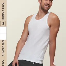 XYXX Men Pack Of 2 White Solid Antibacterial Cotton Innerwear Vests-image-10