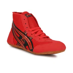 ASE Men Red Training or Gym ASE Men's Red PU Lace-Up Kabaddi Wrestling Shoes-14