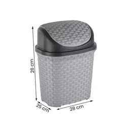 Kuber Industries Grey Textured Check Dhakkan Pedal Dustbin - 7 Ltrs image 2