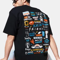 The Souled Store Men Black F.R.I.E.N.D.S Printed Applique Oversized T-Shirt-image-34