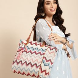 Anouk Geometric Design Structured Shoulder Bag with Tasselled Detail-41