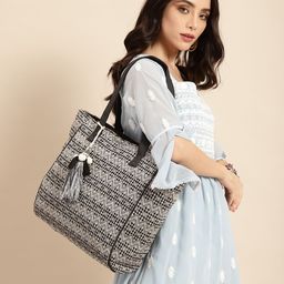 Anouk Geometric Design Structured Shoulder Bag with Tasselled Detail-45