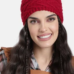 Magic Needles Unisex Red Handmade V Stitch Woven Headband-image-19