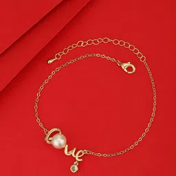 Carlton London Women Gold-Plated Pearls Adjustable Charm Bracelet-image-15