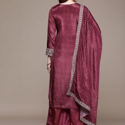 Anouk Ethnic Motifs Embroidered Regular Sequinned Kurta with Palazzos & Dupatta image 4