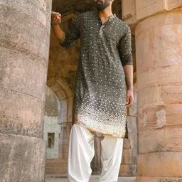 VASTRAMAY Ethnic Motifs Embroidered Regular Sequined Kurta With Patiala-picture-36