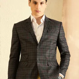 DENNISON Men Checked Single Breasted Notched Lapel Blazer-49