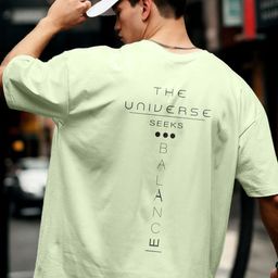 NOBERO Universe Balance Typography Printed Drop-Shoulder Sleeves Cotton Oversized T-shirt-image-19