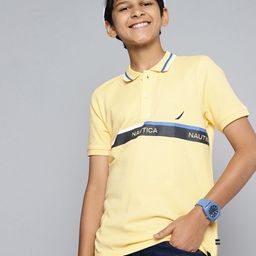 Nautica Boys Pure Cotton Blue Brand Logo Printed Polo Collar T-shirt-image-13