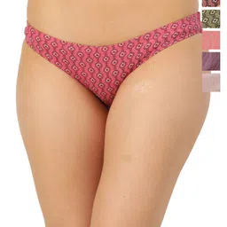 Leading Lady Women Pack Of 6 Purple & Green Printed Cotton Bikini Briefs-image-12