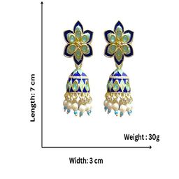 AccessHer Gold-Plated Stone Studded & Beaded Dome Shaped Jhumkas image 4